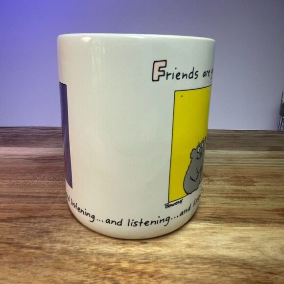 Hallmark Shoebox Greetings 1986 Mug Friends Good for Listening Day Night Bears - Picture 3 of 9